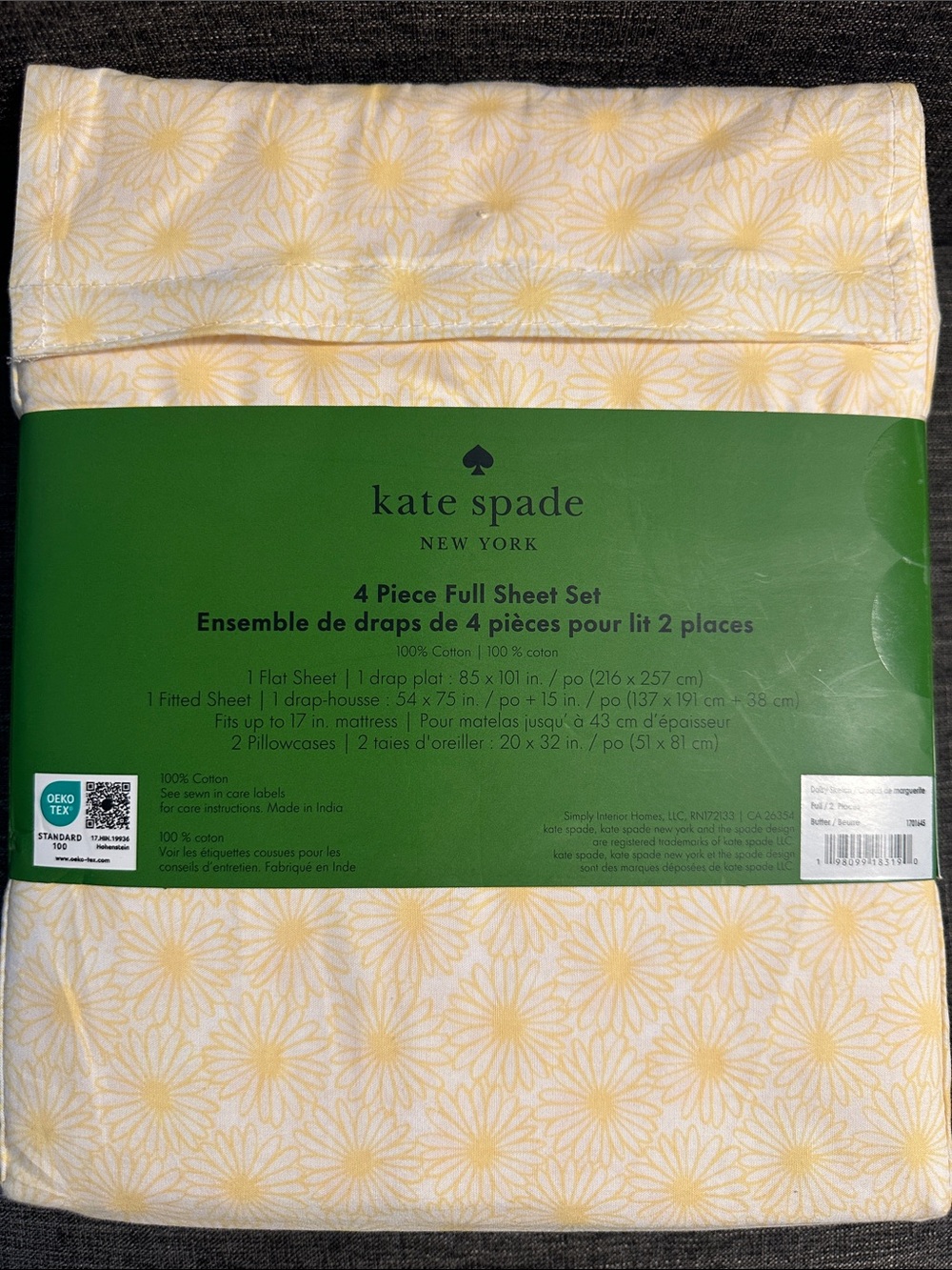 Kate spade Yellow Daisy Full/Double Sheet Set - 
4 Piece